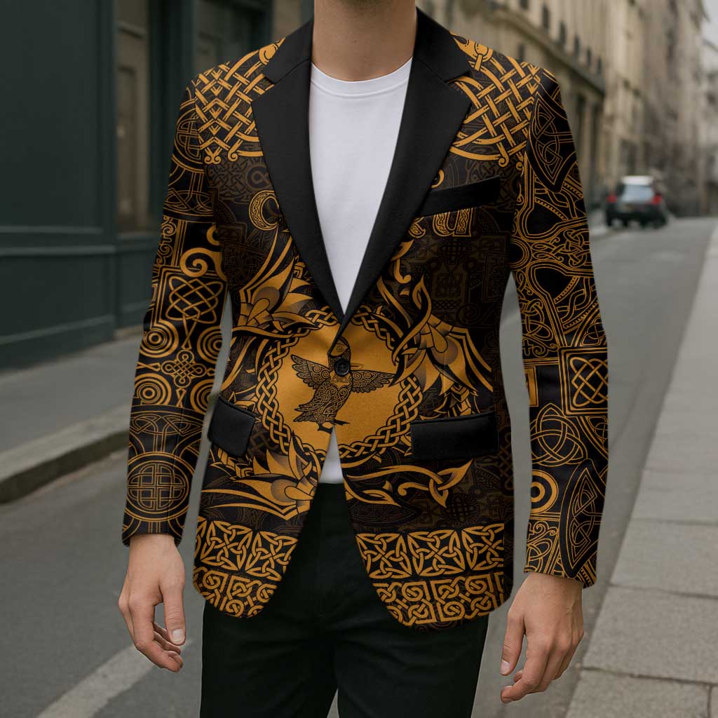 Personalized Pembrokeshire Sir Benfro Blazer Gold Puffin Celtic-inspired - Wonder Print Shop