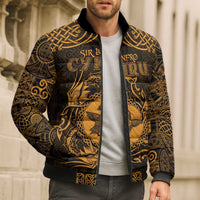 Personalized Pembrokeshire Sir Benfro Bomber Puffer Jacket Gold Puffin Celtic-inspired - Wonder Print Shop