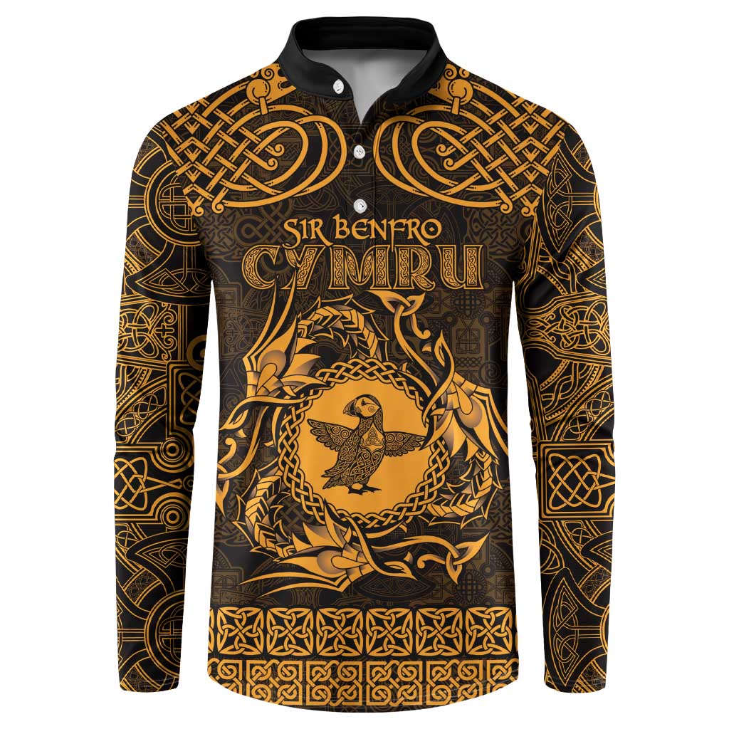Personalized Pembrokeshire Sir Benfro Button Sweatshirt Gold Puffin Celtic-inspired - Wonder Print Shop