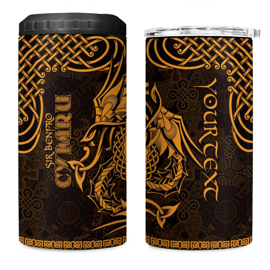 Personalized Pembrokeshire Sir Benfro 4 in 1 Can Cooler Tumbler Gold Puffin Celtic-inspired - Wonder Print Shop
