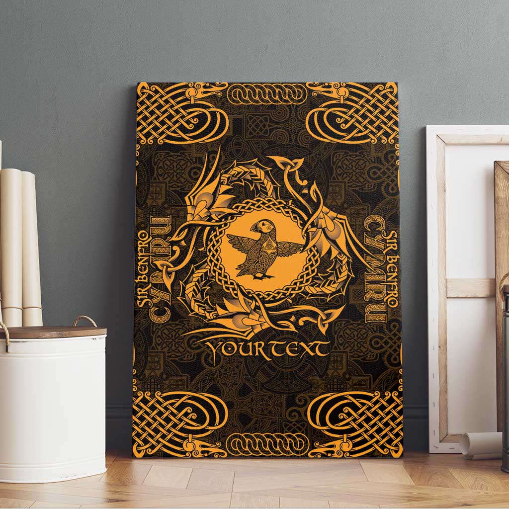 Personalized Pembrokeshire Sir Benfro Canvas Wall Art Gold Puffin Celtic-inspired - Wonder Print Shop