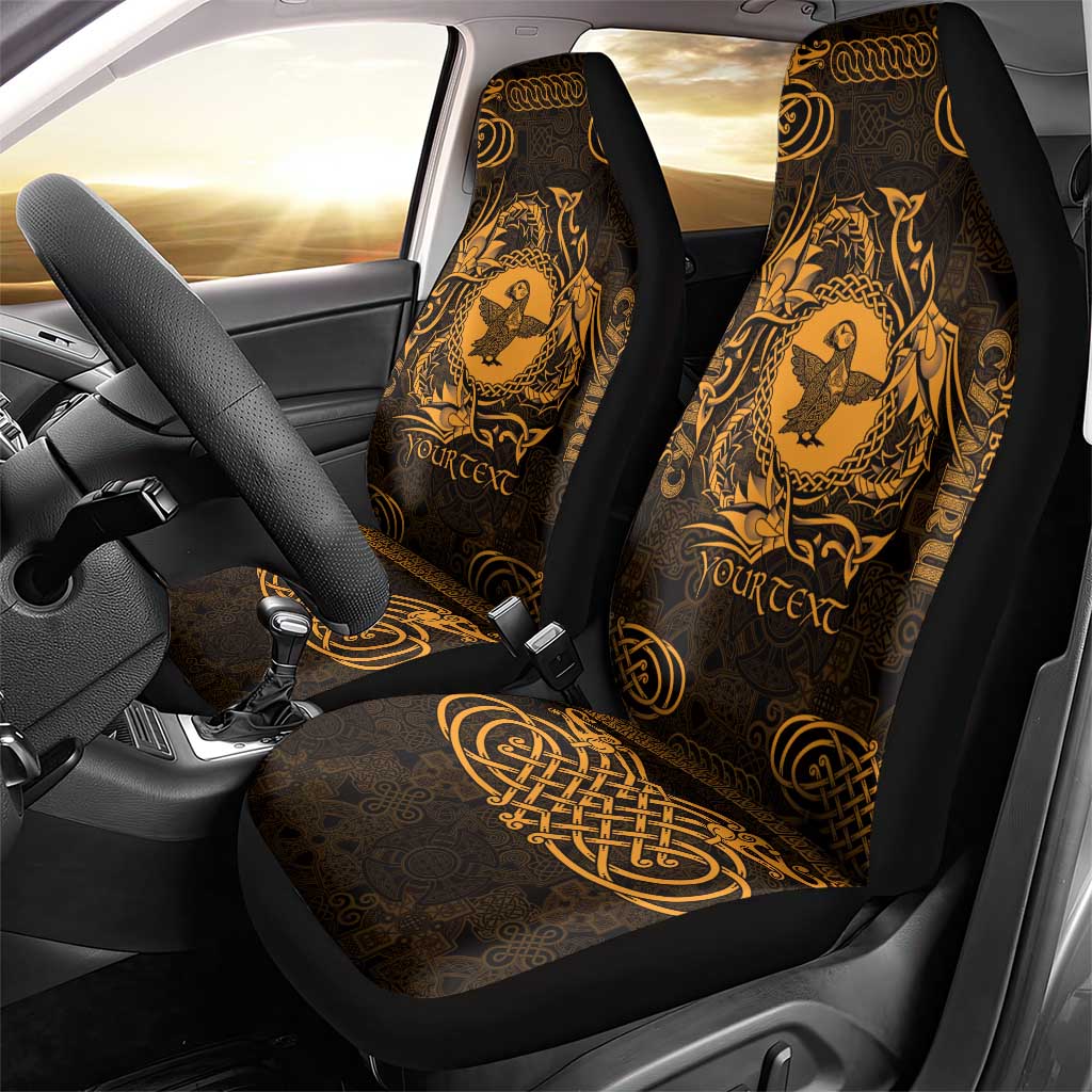Personalized Pembrokeshire Sir Benfro Car Seat Cover Gold Puffin Celtic-inspired - Wonder Print Shop