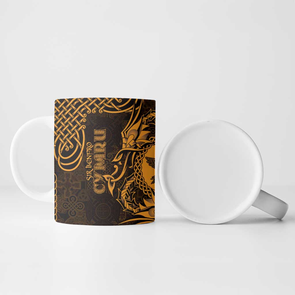 Personalized Pembrokeshire Sir Benfro Ceramic Mug Gold Puffin Celtic-inspired - Wonder Print Shop