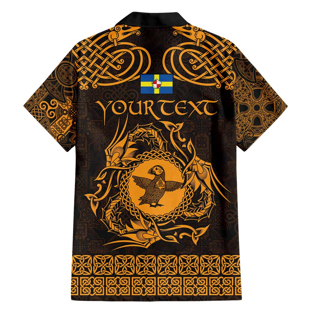 Personalized Pembrokeshire Sir Benfro Family Matching Long Sleeve Bodycon Dress and Hawaiian Shirt Gold Puffin Celtic-inspired - Wonder Print Shop