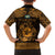 Personalized Pembrokeshire Sir Benfro Family Matching Off The Shoulder Long Sleeve Dress and Hawaiian Shirt Gold Puffin Celtic-inspired - Wonder Print Shop