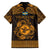 Personalized Pembrokeshire Sir Benfro Family Matching Off The Shoulder Long Sleeve Dress and Hawaiian Shirt Gold Puffin Celtic-inspired - Wonder Print Shop