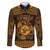Personalized Pembrokeshire Sir Benfro Family Matching Off The Shoulder Long Sleeve Dress and Hawaiian Shirt Gold Puffin Celtic-inspired - Wonder Print Shop