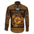 Personalized Pembrokeshire Sir Benfro Family Matching Off The Shoulder Long Sleeve Dress and Hawaiian Shirt Gold Puffin Celtic-inspired - Wonder Print Shop
