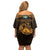 Personalized Pembrokeshire Sir Benfro Family Matching Off Shoulder Short Dress and Hawaiian Shirt Gold Puffin Celtic-inspired - Wonder Print Shop
