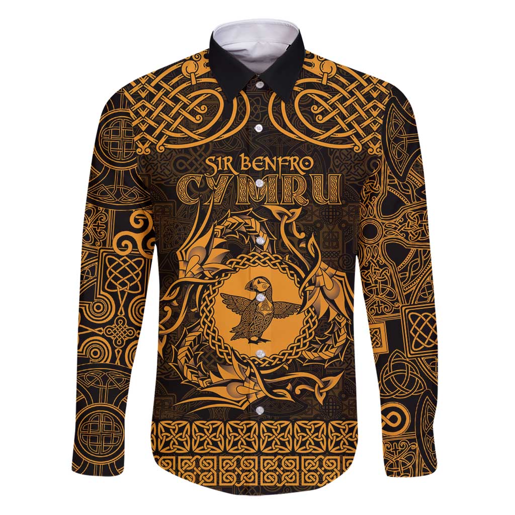 Personalized Pembrokeshire Sir Benfro Family Matching Puletasi and Hawaiian Shirt Gold Puffin Celtic-inspired - Wonder Print Shop