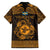 Personalized Pembrokeshire Sir Benfro Family Matching Short Sleeve Bodycon Dress and Hawaiian Shirt Gold Puffin Celtic-inspired - Wonder Print Shop
