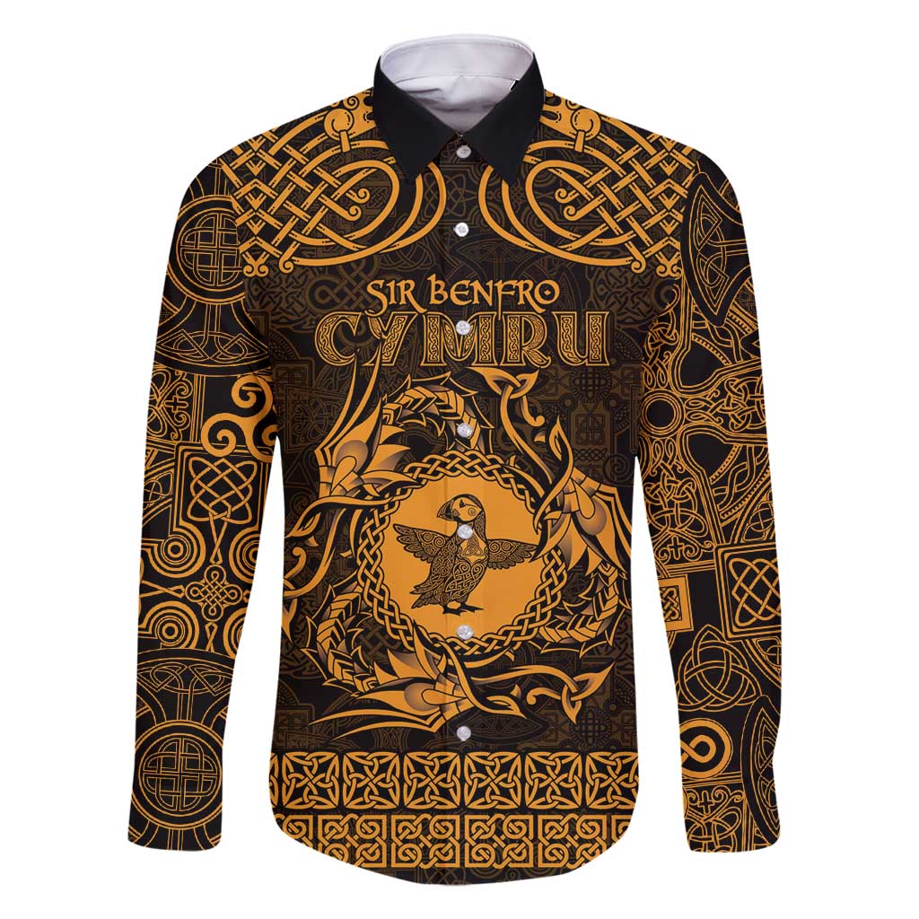 Personalized Pembrokeshire Sir Benfro Family Matching Summer Maxi Dress and Hawaiian Shirt Gold Puffin Celtic-inspired - Wonder Print Shop