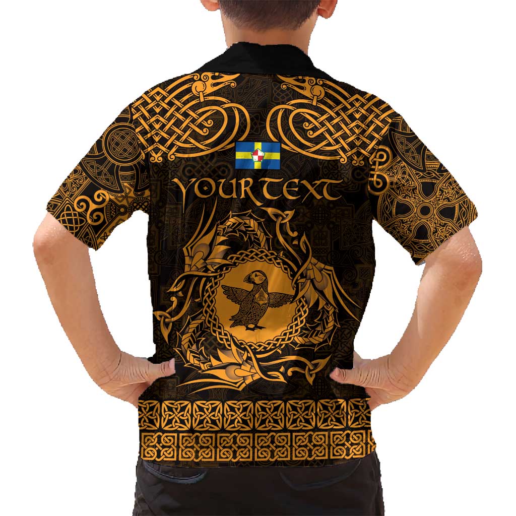 Personalized Pembrokeshire Sir Benfro Family Matching Tank Maxi Dress and Hawaiian Shirt Gold Puffin Celtic-inspired - Wonder Print Shop