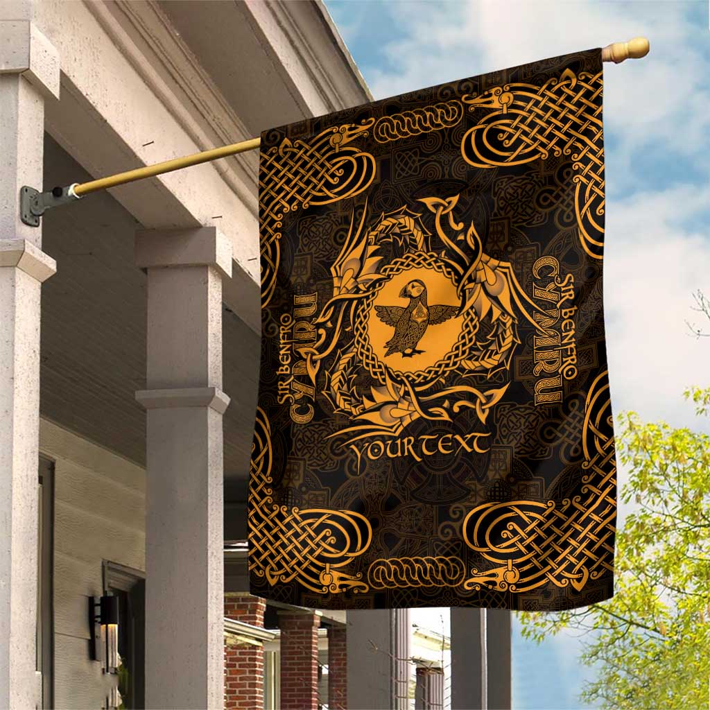 Personalized Pembrokeshire Sir Benfro Garden Flag Gold Puffin Celtic-inspired - Wonder Print Shop