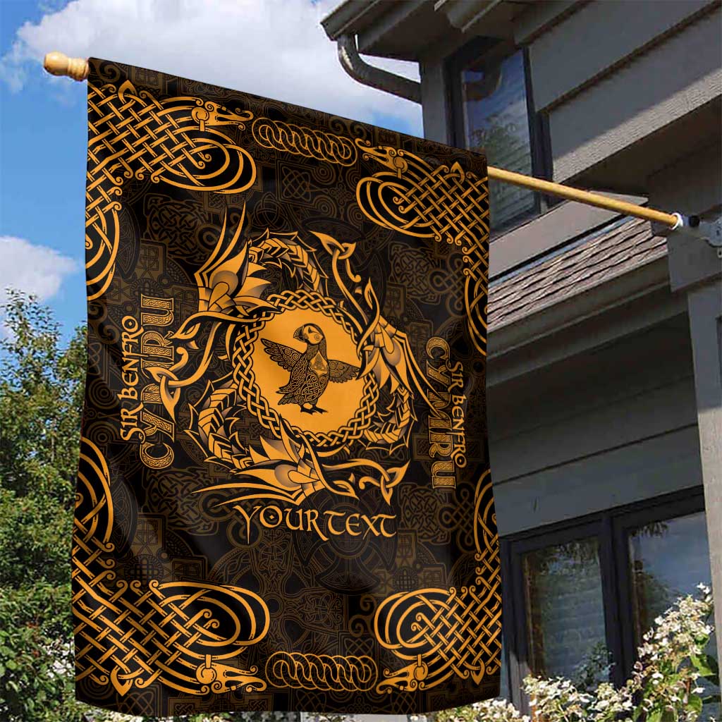 Personalized Pembrokeshire Sir Benfro Garden Flag Gold Puffin Celtic-inspired - Wonder Print Shop