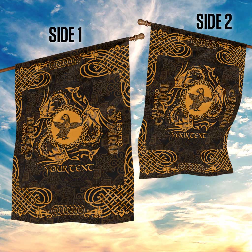 Personalized Pembrokeshire Sir Benfro Garden Flag Gold Puffin Celtic-inspired - Wonder Print Shop