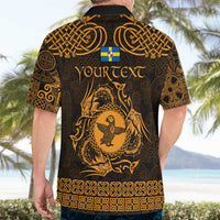 Personalized Pembrokeshire Sir Benfro Hawaiian Shirt Gold Puffin Celtic-inspired - Wonder Print Shop