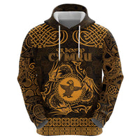 Personalized Pembrokeshire Sir Benfro Hoodie Gold Puffin Celtic-inspired - Wonder Print Shop
