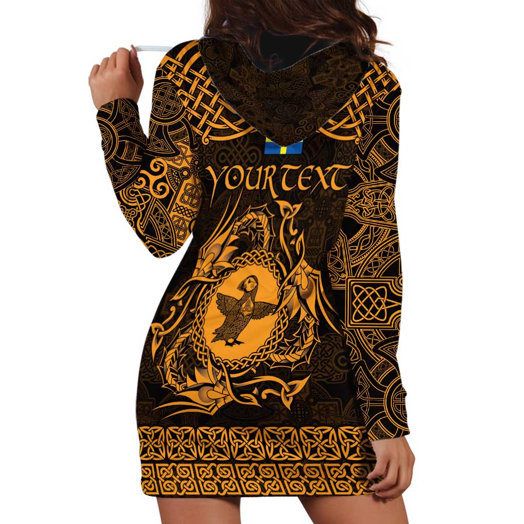 Personalized Pembrokeshire Sir Benfro Hoodie Dress Gold Puffin Celtic-inspired - Wonder Print Shop