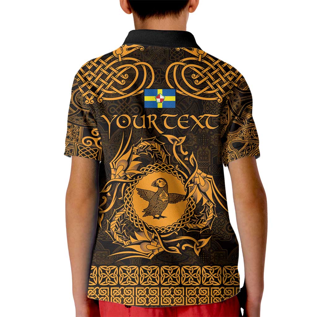 Personalized Pembrokeshire Sir Benfro Kid Polo Shirt Gold Puffin Celtic-inspired - Wonder Print Shop