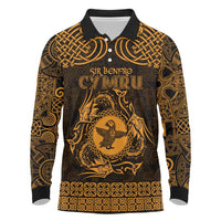 Personalized Pembrokeshire Sir Benfro Long Sleeve Polo Shirt Gold Puffin Celtic-inspired - Wonder Print Shop
