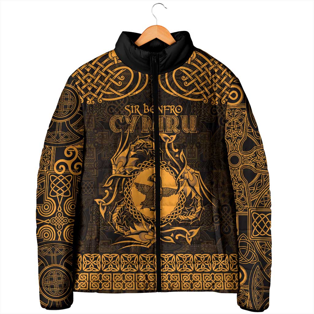 Personalized Pembrokeshire Sir Benfro Padded Jacket Gold Puffin Celtic-inspired - Wonder Print Shop