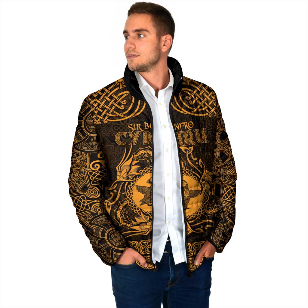 Personalized Pembrokeshire Sir Benfro Padded Jacket Gold Puffin Celtic-inspired - Wonder Print Shop
