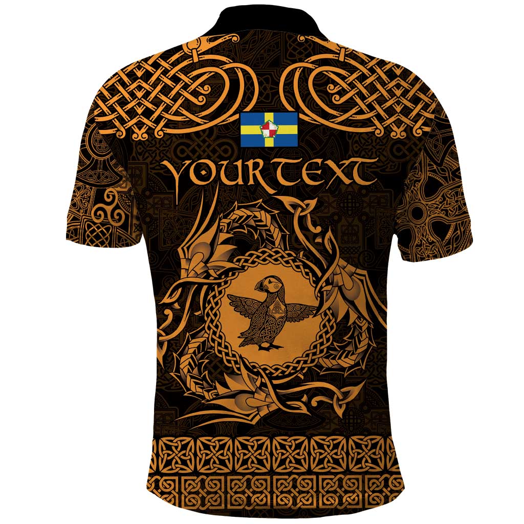 Personalized Pembrokeshire Sir Benfro Polo Shirt Gold Puffin Celtic-inspired - Wonder Print Shop