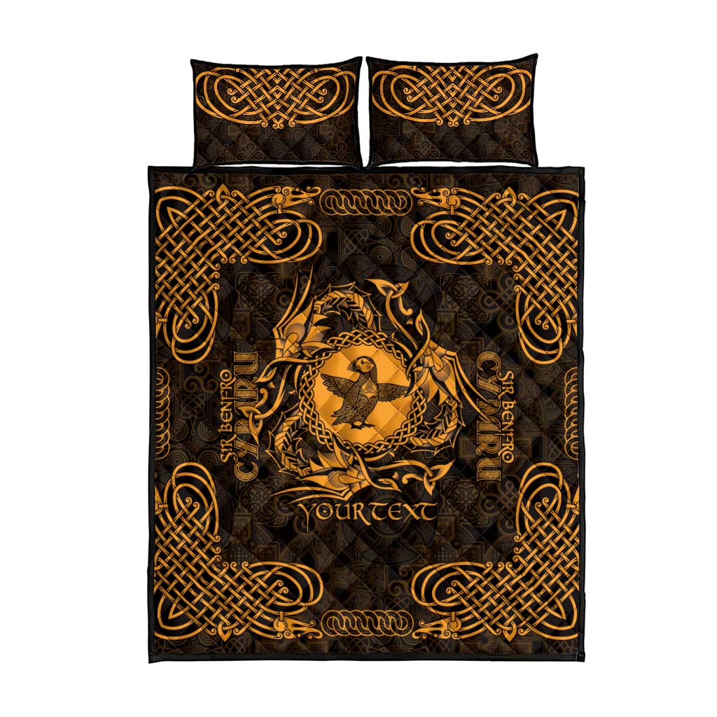 Personalized Pembrokeshire Sir Benfro Quilt Bed Set Gold Puffin Celtic-inspired - Wonder Print Shop