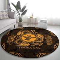 Personalized Pembrokeshire Sir Benfro Round Carpet Gold Puffin Celtic-inspired - Wonder Print Shop