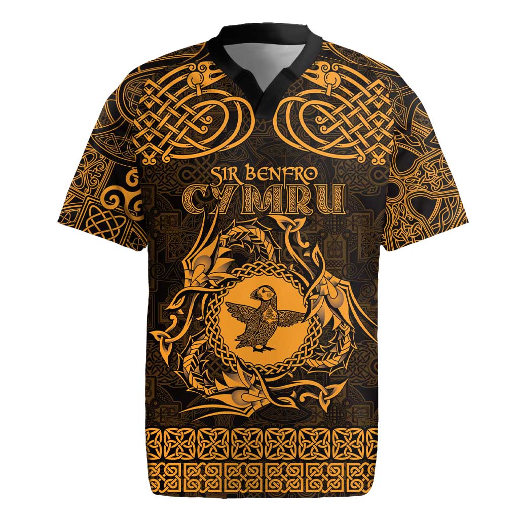 Personalized Pembrokeshire Sir Benfro Rugby Jersey Gold Puffin Celtic-inspired - Wonder Print Shop