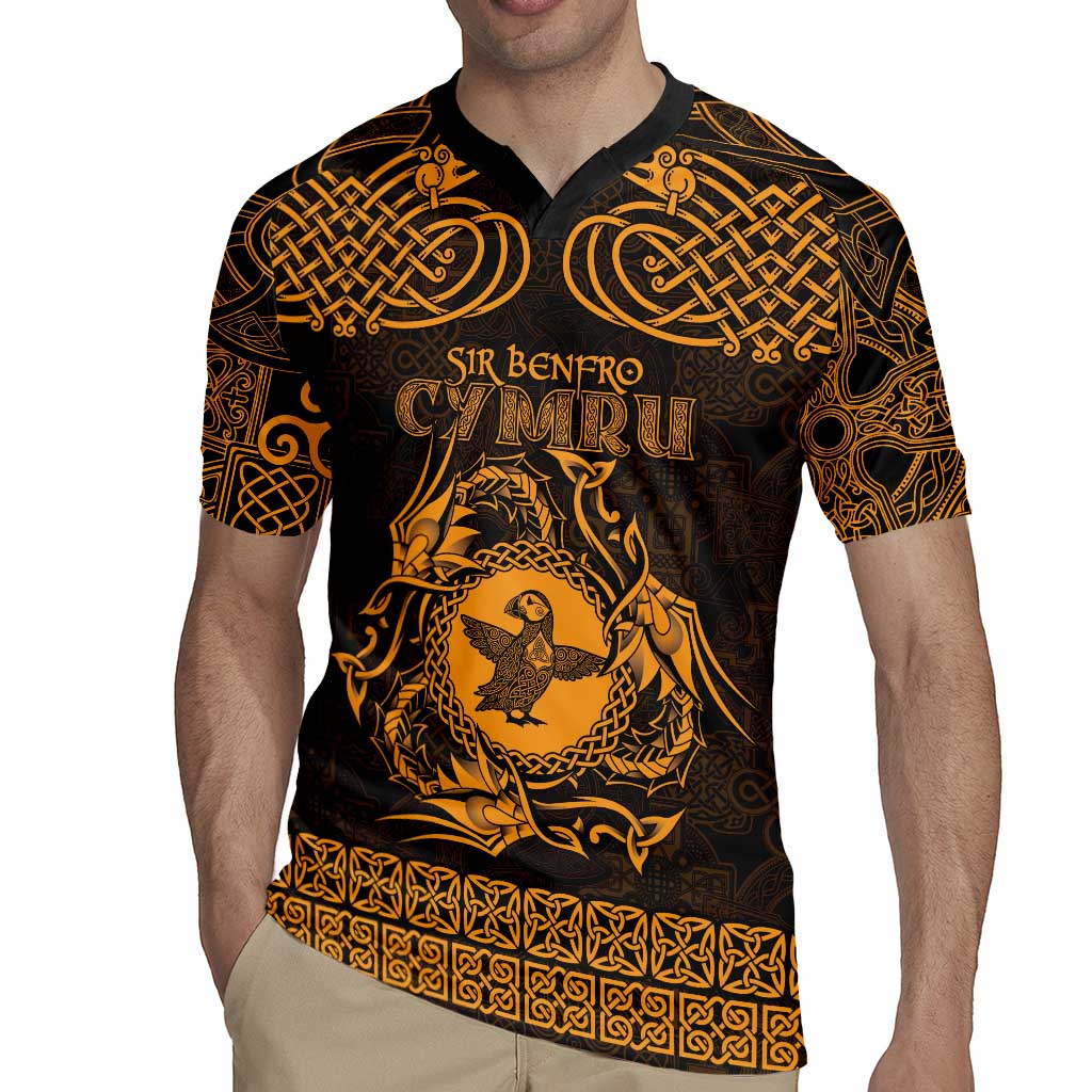 Personalized Pembrokeshire Sir Benfro Rugby Jersey Gold Puffin Celtic-inspired - Wonder Print Shop