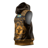 Personalized Pembrokeshire Sir Benfro Sleeveless Hoodie Gold Puffin Celtic-inspired - Wonder Print Shop