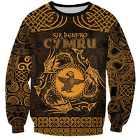 Personalized Pembrokeshire Sir Benfro Sweatshirt Gold Puffin Celtic-inspired - Wonder Print Shop