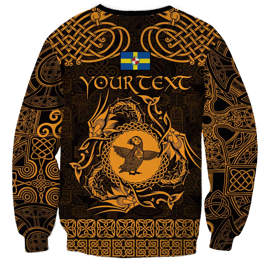 Personalized Pembrokeshire Sir Benfro Sweatshirt Gold Puffin Celtic-inspired - Wonder Print Shop