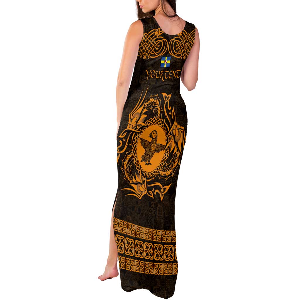 Personalized Pembrokeshire Sir Benfro Tank Maxi Dress Gold Puffin Celtic-inspired - Wonder Print Shop