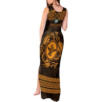 Personalized Pembrokeshire Sir Benfro Tank Maxi Dress Gold Puffin Celtic-inspired - Wonder Print Shop