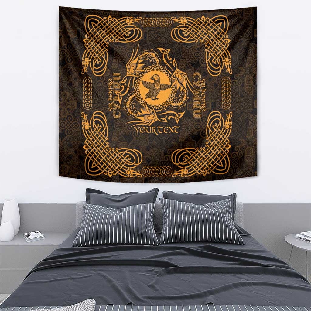 Personalized Pembrokeshire Sir Benfro Tapestry Gold Puffin Celtic-inspired - Wonder Print Shop
