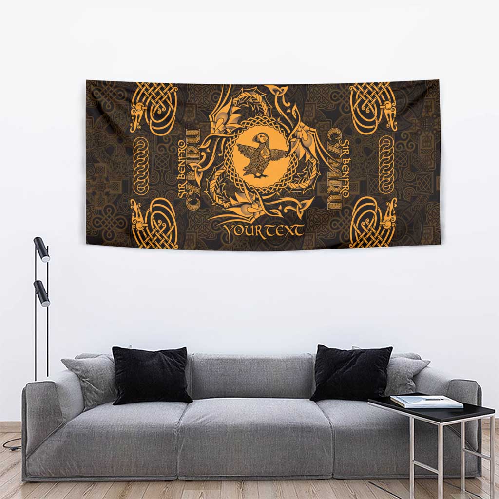 Personalized Pembrokeshire Sir Benfro Tapestry Gold Puffin Celtic-inspired - Wonder Print Shop
