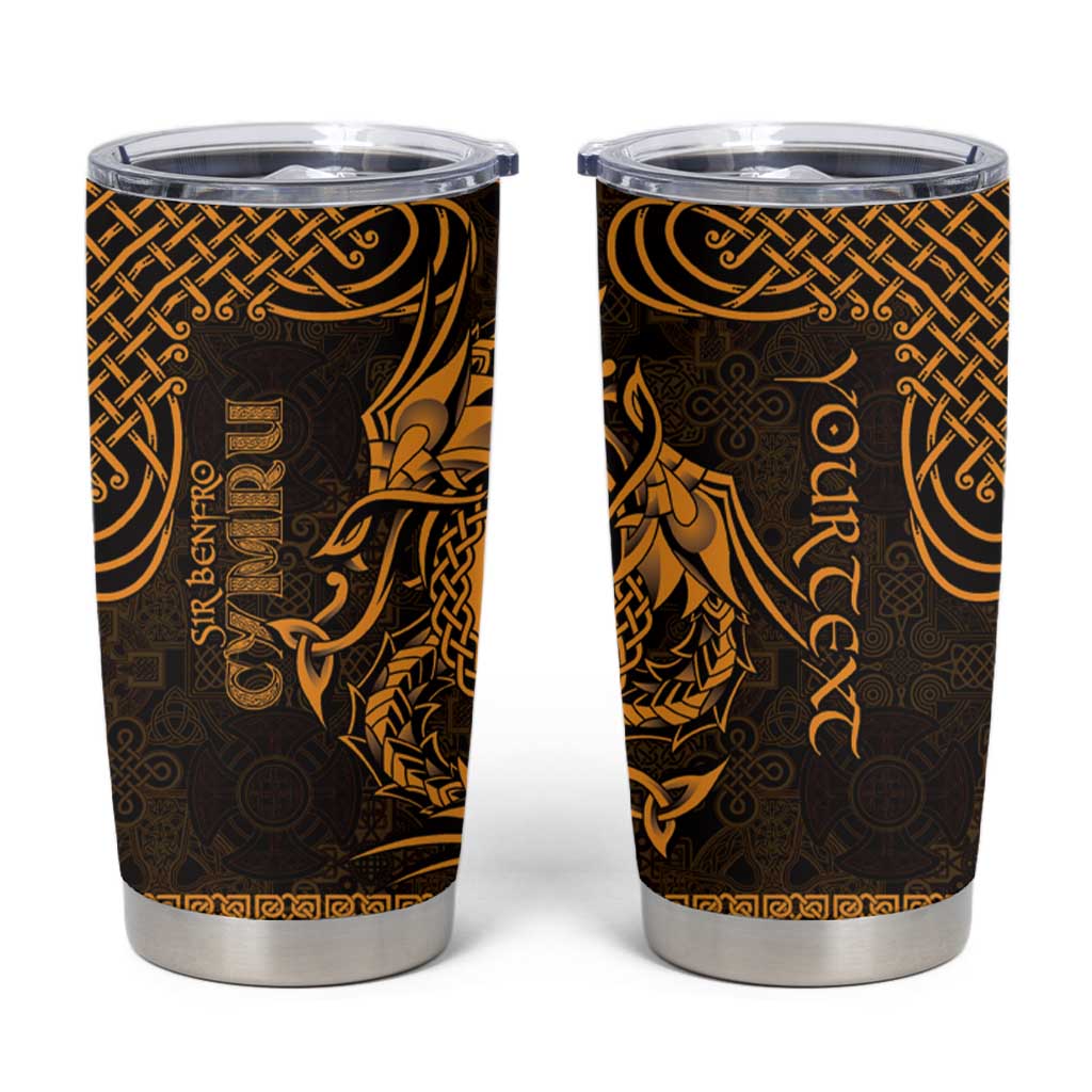 Personalized Pembrokeshire Sir Benfro Tumbler Cup Gold Puffin Celtic-inspired - Wonder Print Shop
