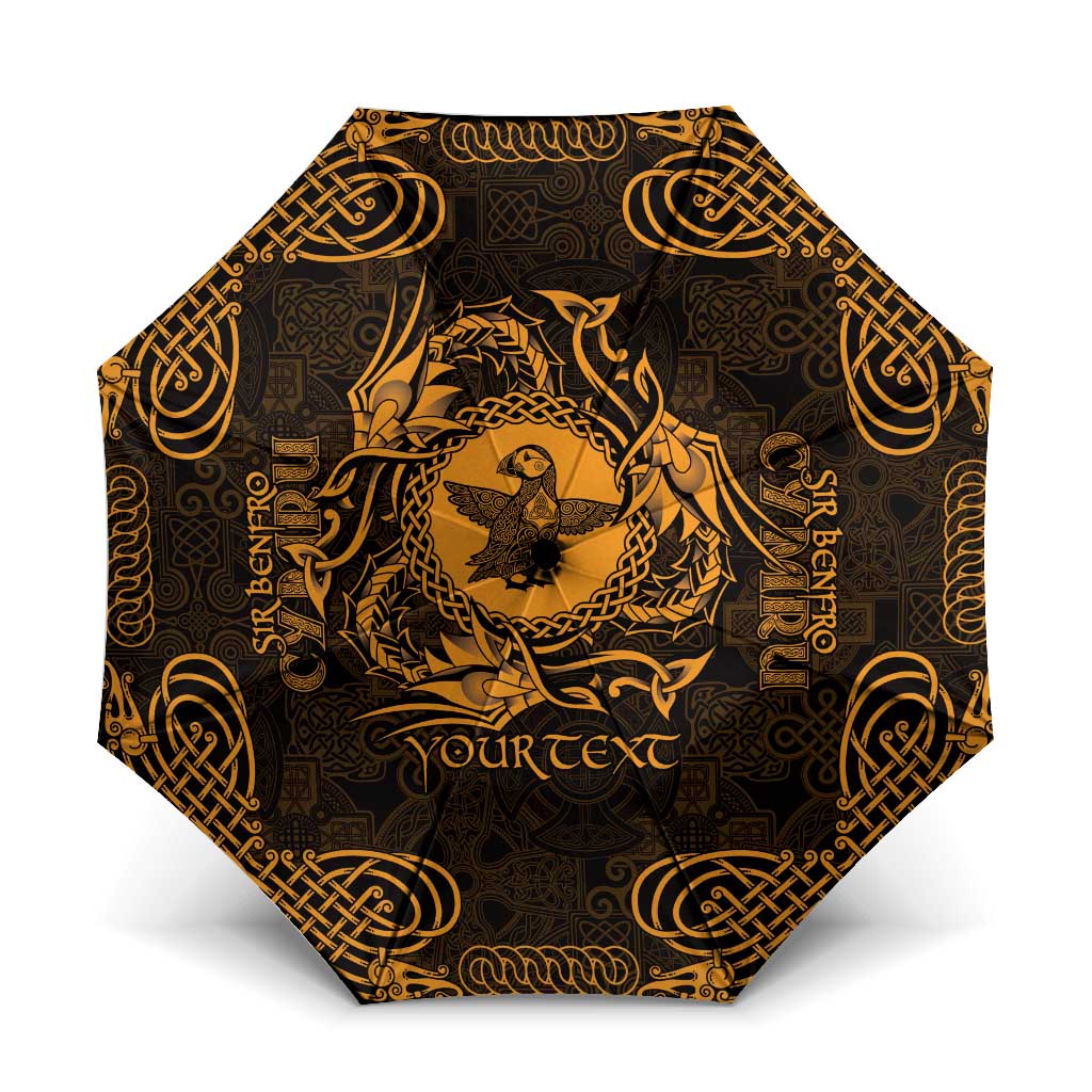 Personalized Pembrokeshire Sir Benfro Umbrella Gold Puffin Celtic-inspired - Wonder Print Shop