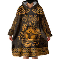 Personalized Pembrokeshire Sir Benfro Wearable Blanket Hoodie Gold Puffin Celtic-inspired - Wonder Print Shop