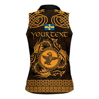 Personalized Pembrokeshire Sir Benfro Women Sleeveless Polo Shirt Gold Puffin Celtic-inspired - Wonder Print Shop