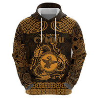Personalized Pembrokeshire Sir Benfro Zip Hoodie Gold Puffin Celtic-inspired - Wonder Print Shop