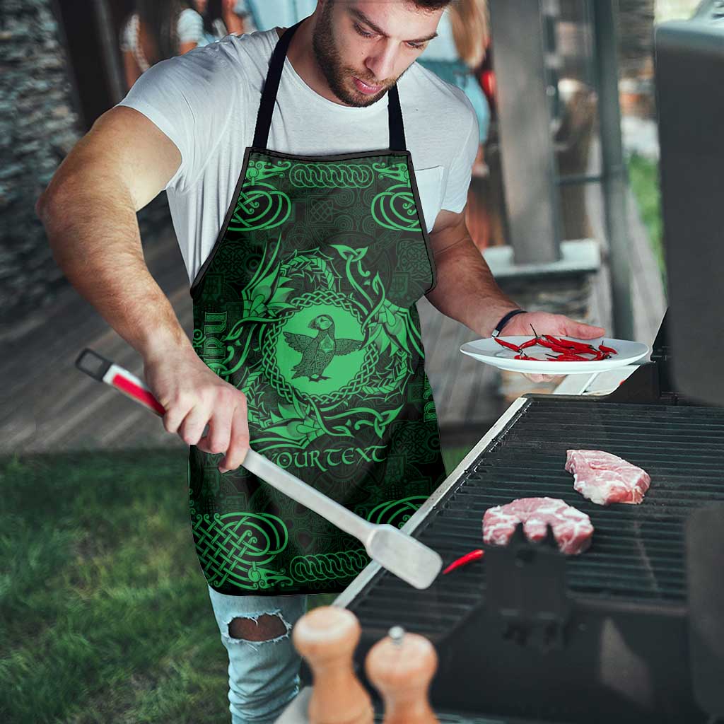 Personalized Pembrokeshire Sir Benfro Apron Green Puffin Celtic-inspired - Wonder Print Shop