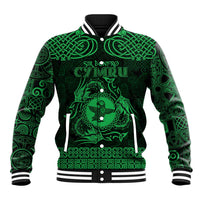 Personalized Pembrokeshire Sir Benfro Baseball Jacket Green Puffin Celtic-inspired - Wonder Print Shop
