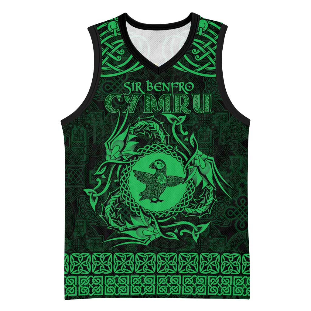 Personalized Pembrokeshire Sir Benfro Basketball Jersey Green Puffin Celtic-inspired - Wonder Print Shop