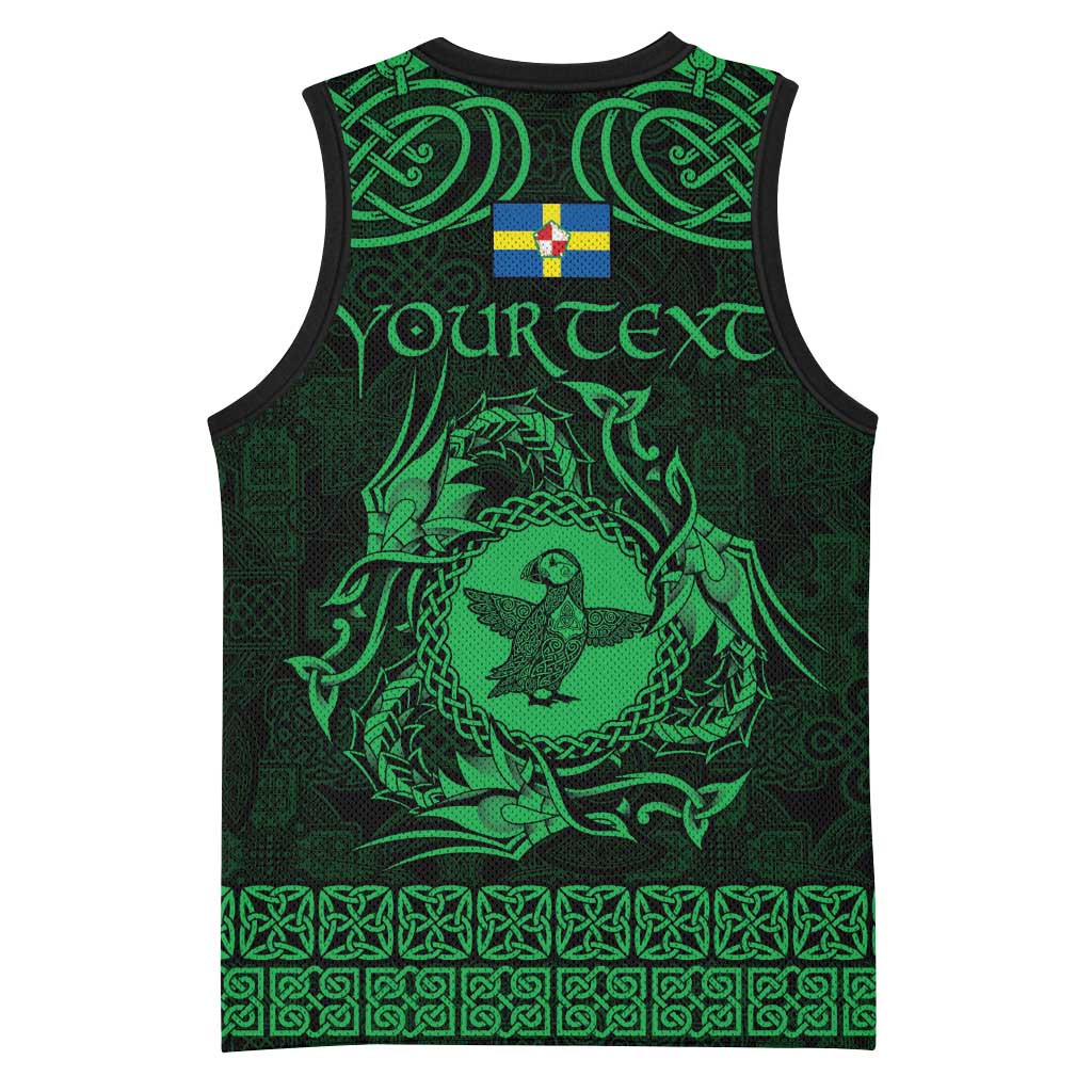 Personalized Pembrokeshire Sir Benfro Basketball Jersey Green Puffin Celtic-inspired - Wonder Print Shop