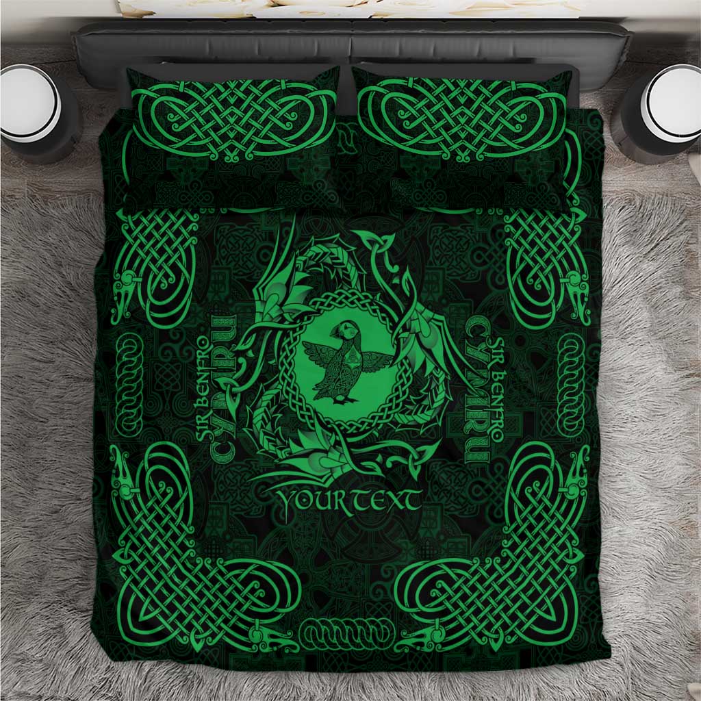 Personalized Pembrokeshire Sir Benfro Bedding Set Green Puffin Celtic-inspired - Wonder Print Shop