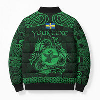 Personalized Pembrokeshire Sir Benfro Bomber Puffer Jacket Green Puffin Celtic-inspired - Wonder Print Shop